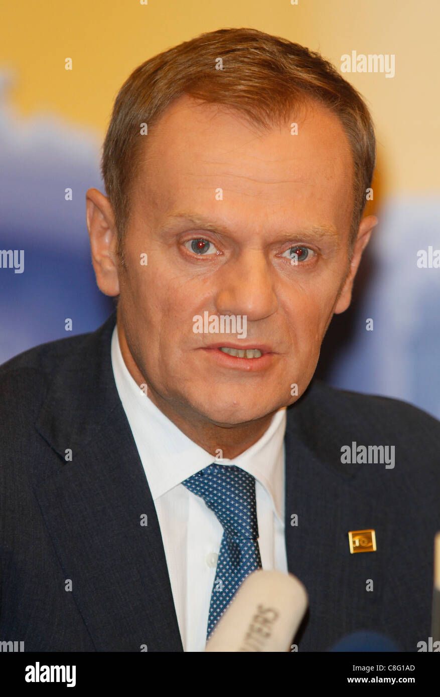 DONALD TUSK, PREMIER MINISTRE DE LA POLOGNE 23 octobre 2011 Bâtiment Justus Lipsius, Bruxelles BELGIQUE Banque D'Images