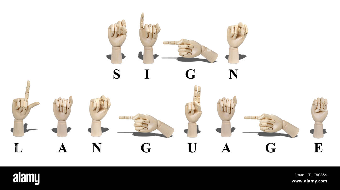 La langue des signes énoncés dans la langue des signes américaine s'exprime avec des gestes de la main visible pour la communication des sourds Banque D'Images