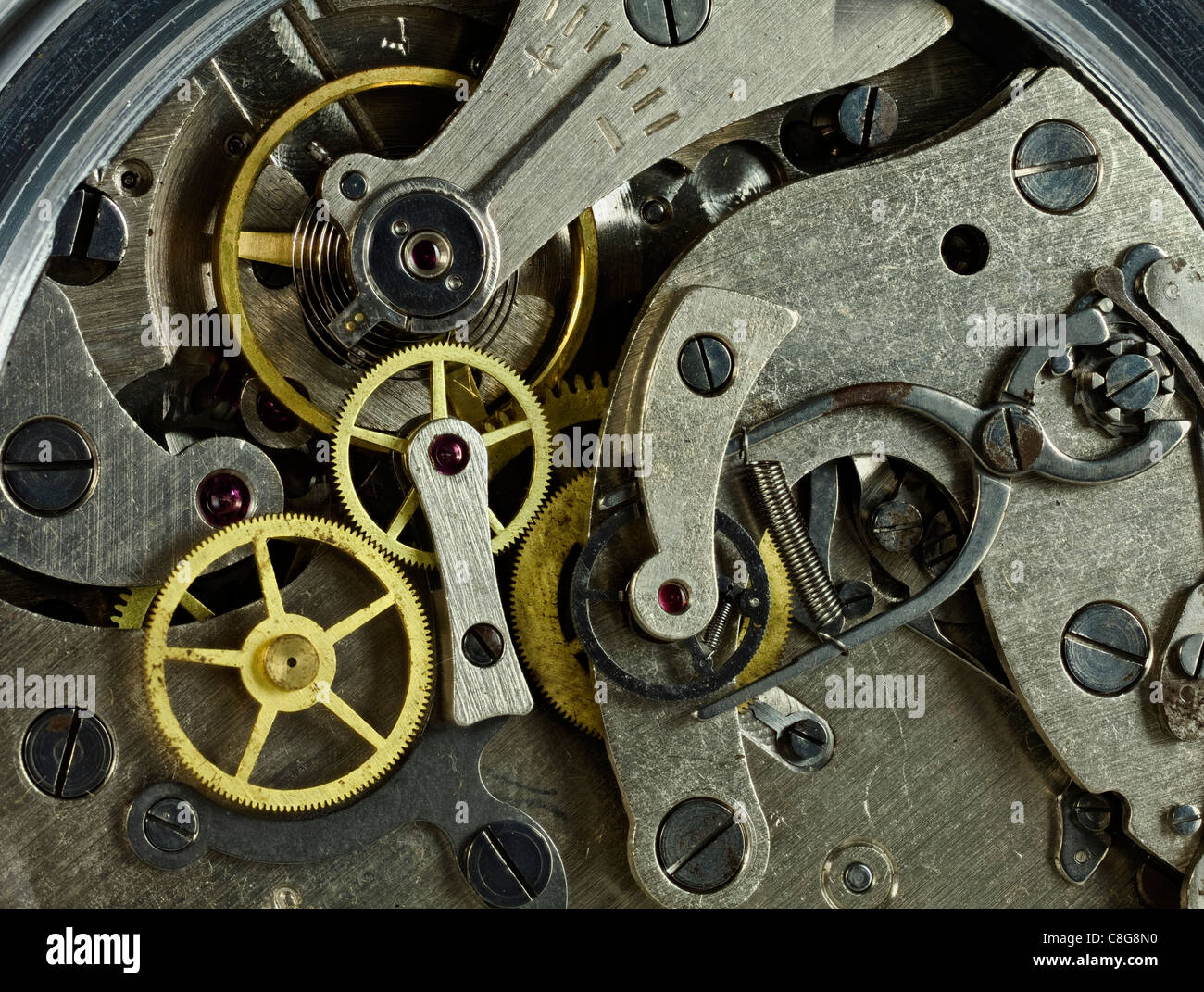 Mécanisme à l'intérieur d'une montre. Banque D'Images