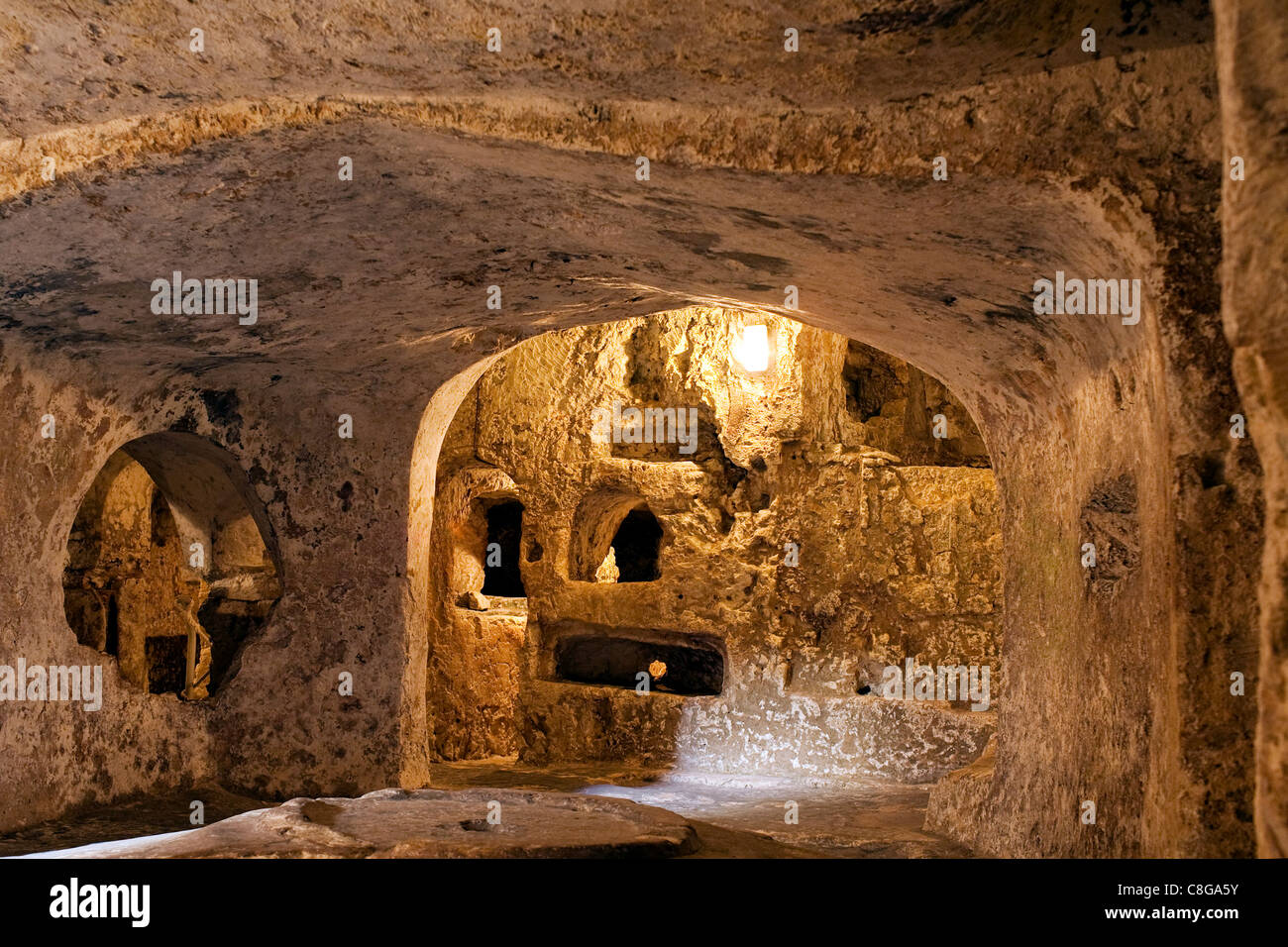 Catacombes de saint Paul, Rabat, Malte Banque D'Images