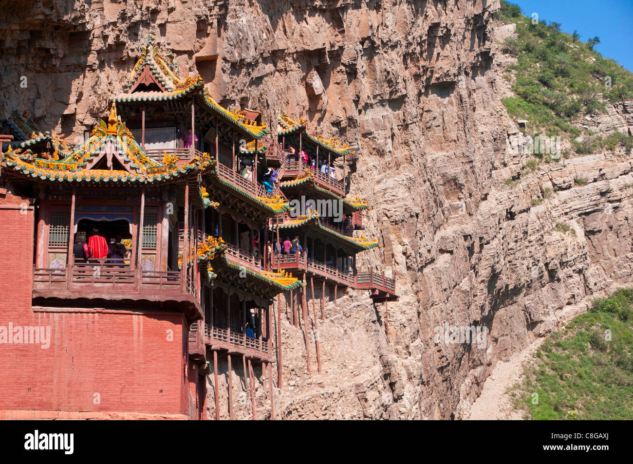 La pendaison (Temple monastère suspendu) près du Mont Heng dans la province de Shanxi, Chine Banque D'Images