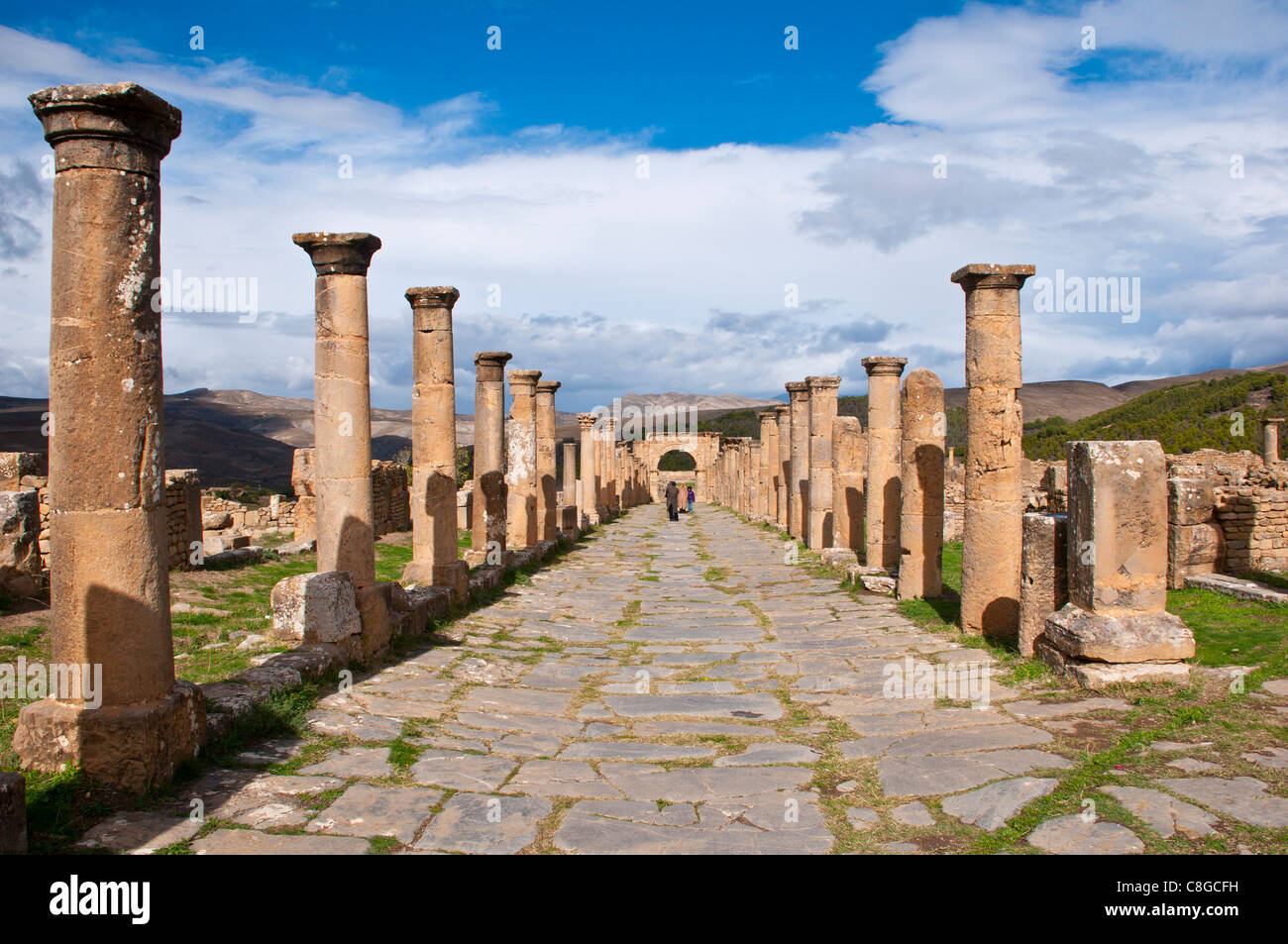 Les ruines romaines de Djemila, Site du patrimoine mondial de l'UNESCO, l'Algérie, l'Afrique du Nord Banque D'Images