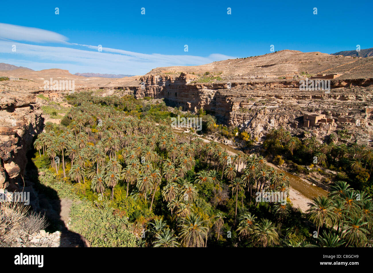 Canyon magnifique balcon de Ghoufi, Montagnes des Aurès, l'Est de l'Algérie, l'Algérie, l'Afrique du Nord Banque D'Images
