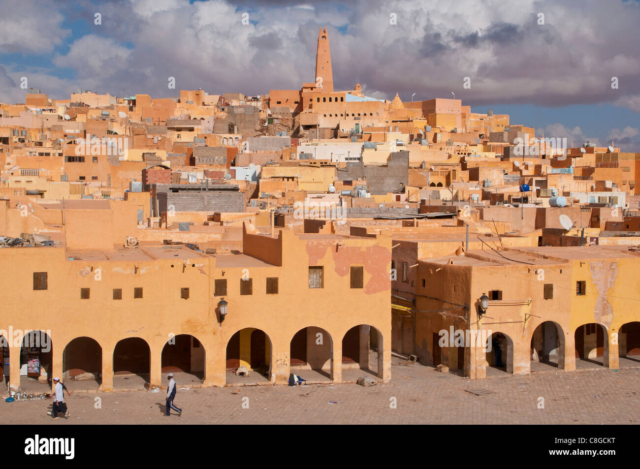Sur la ville de Ghardaïa, Mozabite capitale de M'Zab, Site du patrimoine mondial de l'UNESCO, l'Algérie, l'Afrique du Nord Banque D'Images