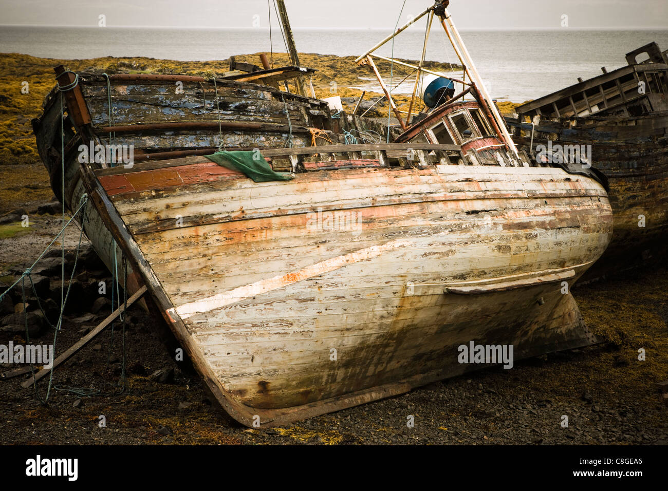 Vieux bateaux. Isle of Mull, Scotland, UK. Banque D'Images