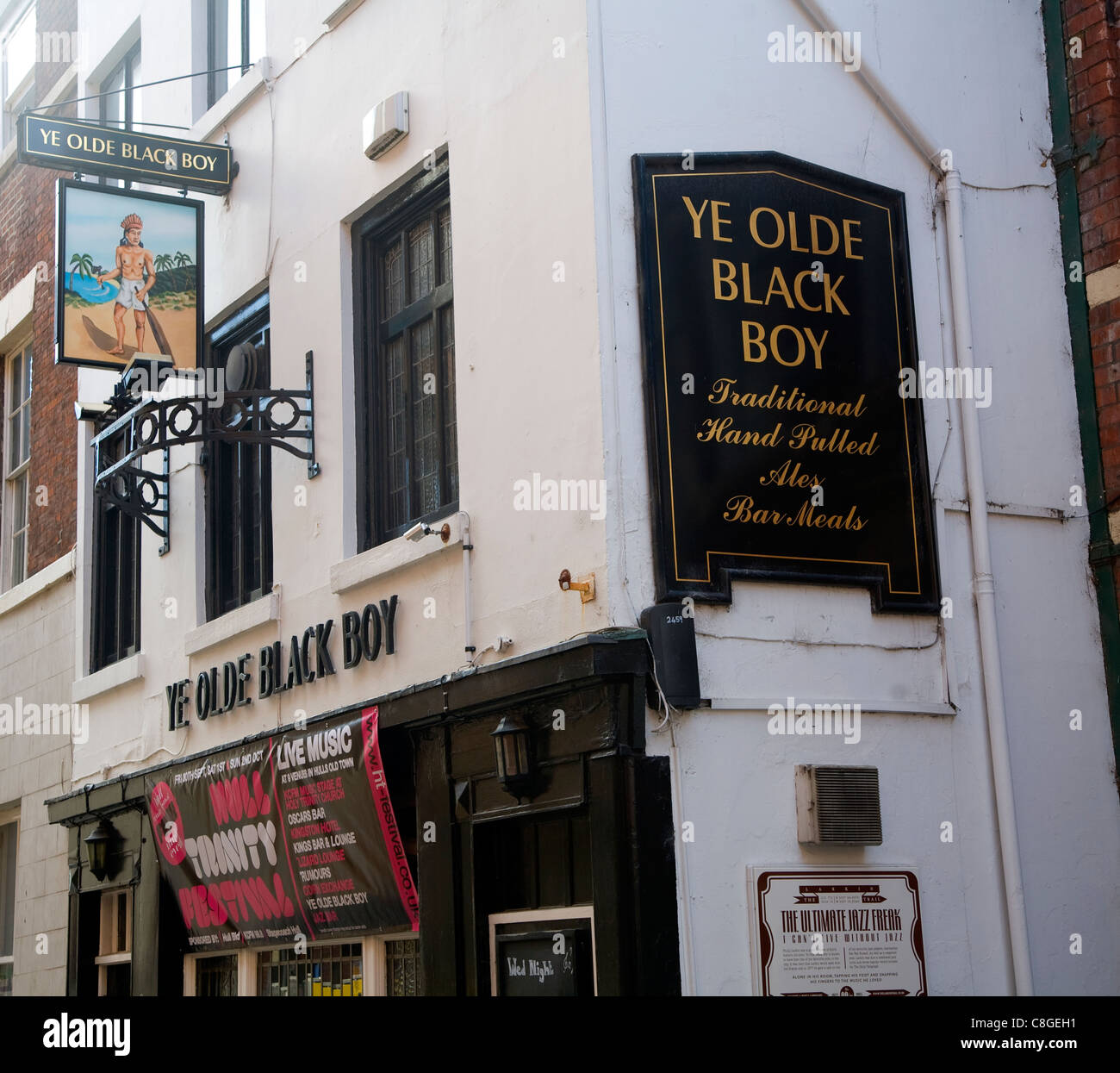 Ye Olde historique Garçon noir pub, Hull, Yorkshire, Angleterre Banque D'Images