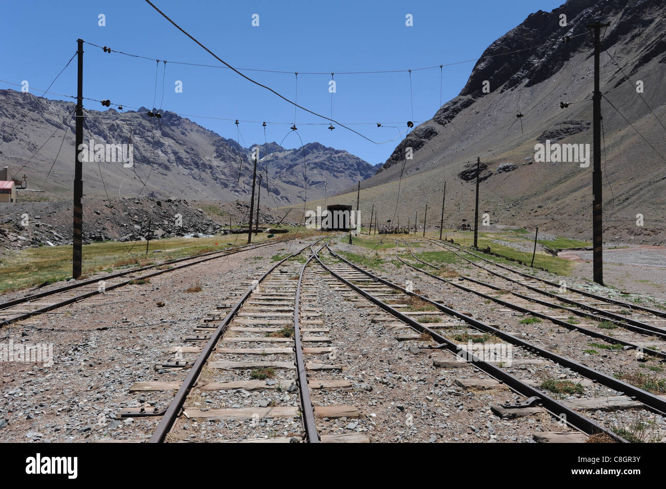 L'Argentine, l'Amérique du Sud, Andes, lecture Cuevas, chemin de fer, gare, rails, chemin de fer, Banque D'Images
