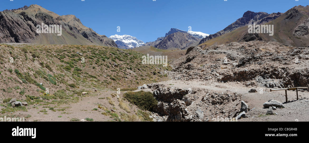L'Argentine, l'Amérique du Sud, les Andes, l'Aconcagua, Mendoza, montagne, façon, mur sud Banque D'Images