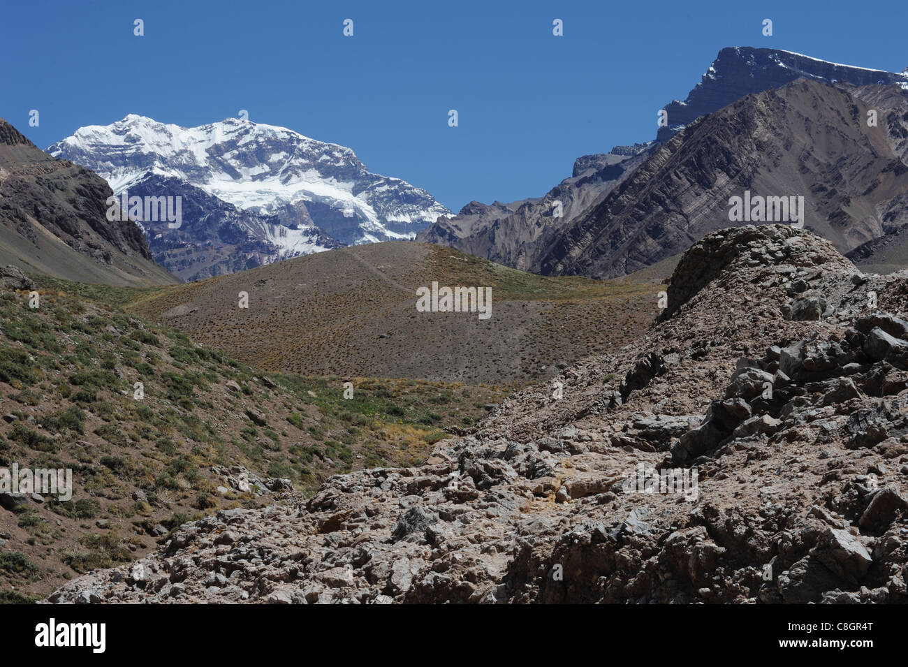 L'Argentine, l'Amérique du Sud, les Andes, l'Aconcagua, Mendoza, montagne, façon, mur sud Banque D'Images