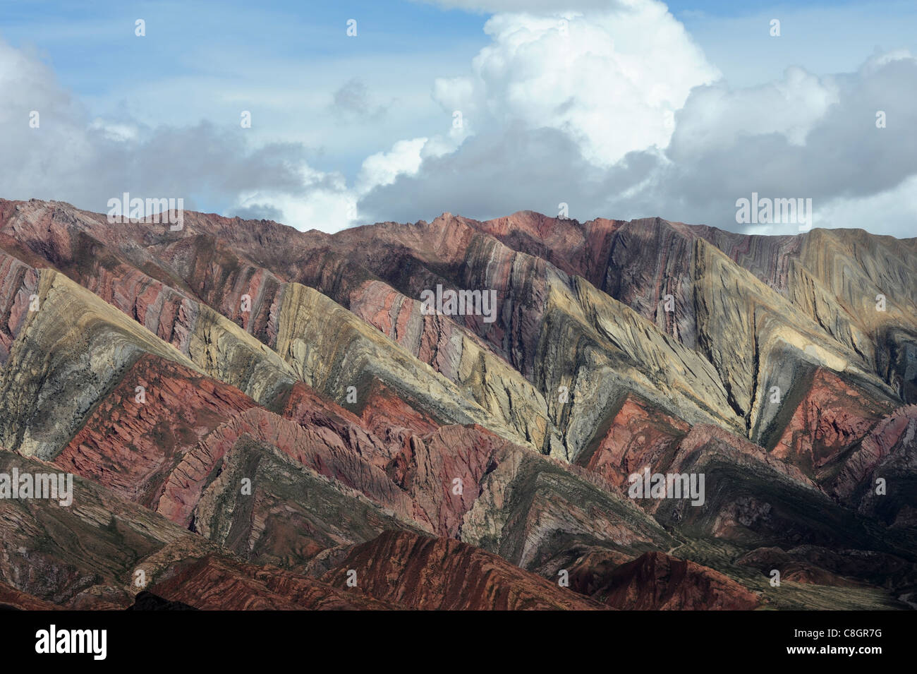 L'Argentine, l'Amérique du Sud, Andes, rochers, falaises, lumineux, couleurs, structure, Jujuy, Hornocal, paysages, Humahuaca, Banque D'Images