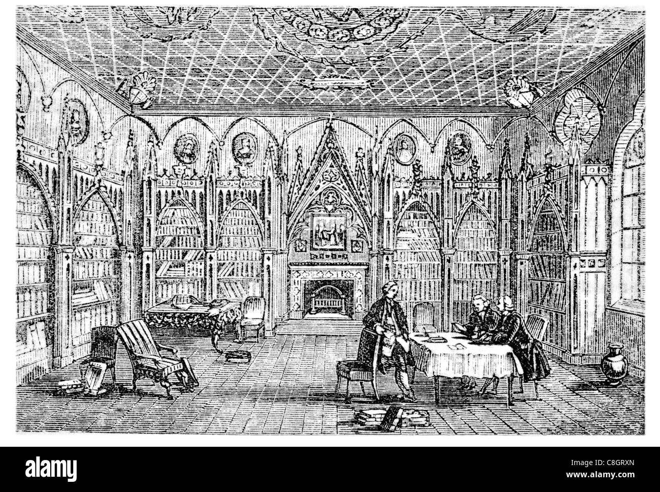 Bibliothèque décorée de Strawberry Hill villa néo-gothique Horace Walpole London Borough of Richmond upon Thames London book Banque D'Images