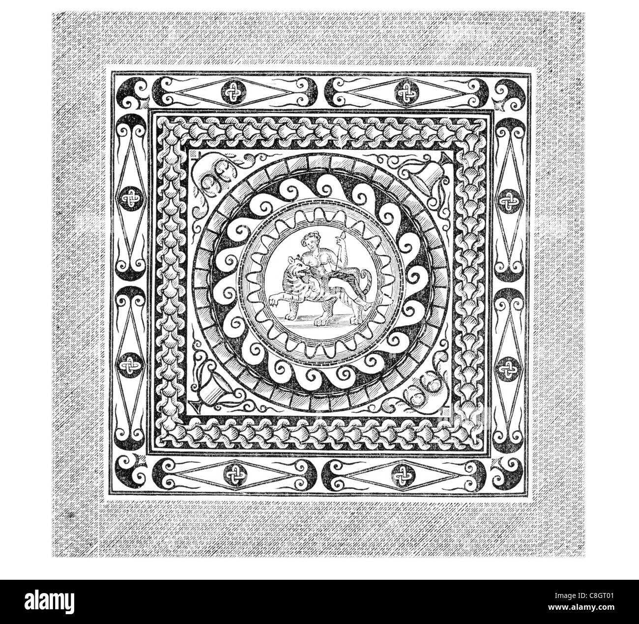 Mosaïque romaine de la chaussée tesselé déterrés à Londres 1803 archéologie archéologique creuser carreaux carreaux anciens carrelage Banque D'Images