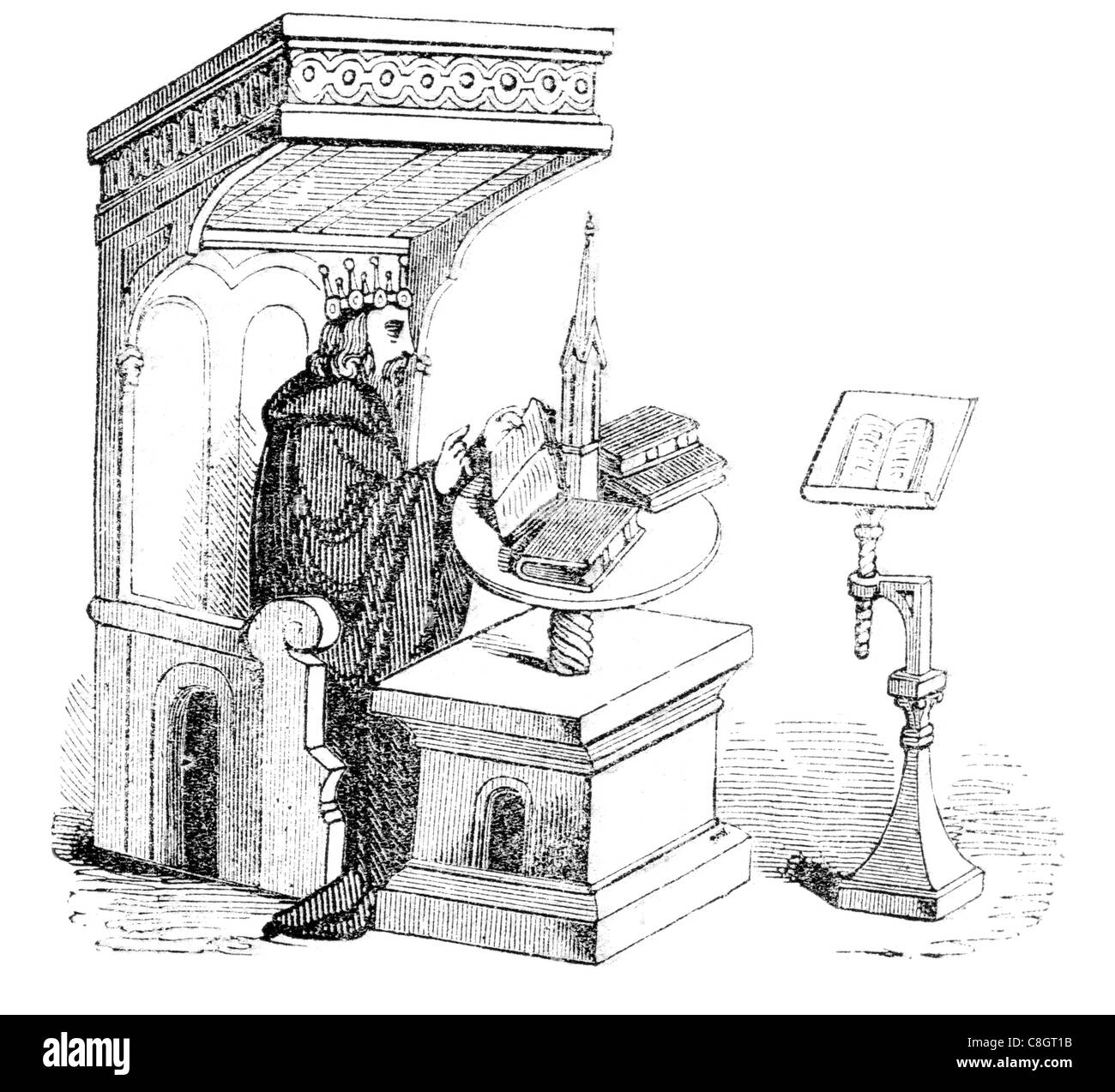 Meubles anglais début de la couronne du roi du trône royal regal règle souveraine potentat impérial monarque couronné empereur tête Banque D'Images