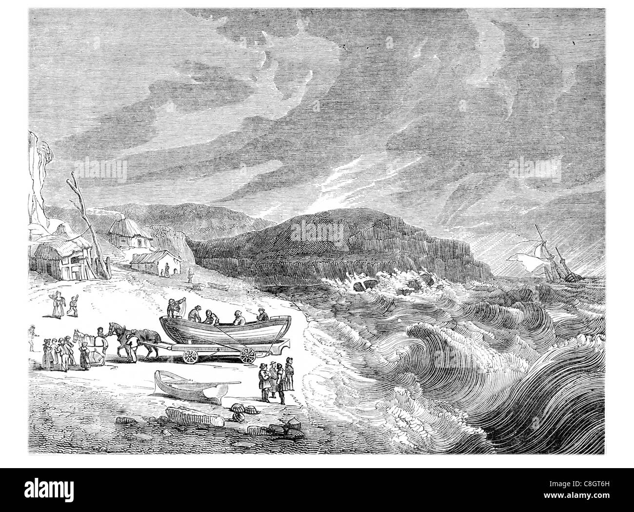 Royal National Lifeboat Institution de bienfaisance de la RNLI sauve des vies sauvées naufrage de la côte de la mer lancé au sauvetage sauvetage sauvé sauver Banque D'Images