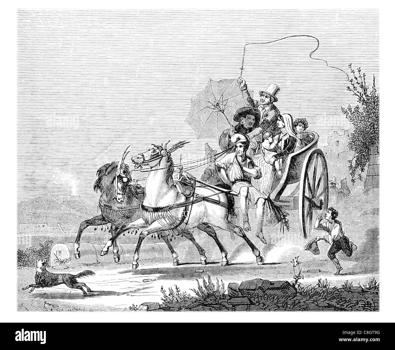Whiping Calesso napolitain Naples chevaux whip rush précipité parapluie transport rapide quatre roues deux roues véhicules véhicule Banque D'Images Whiping Calesso napolitain Naples chevaux whip rush précipité parapluie transport rapide quatre roues deux roues véhicules véhicule Banque D'Images