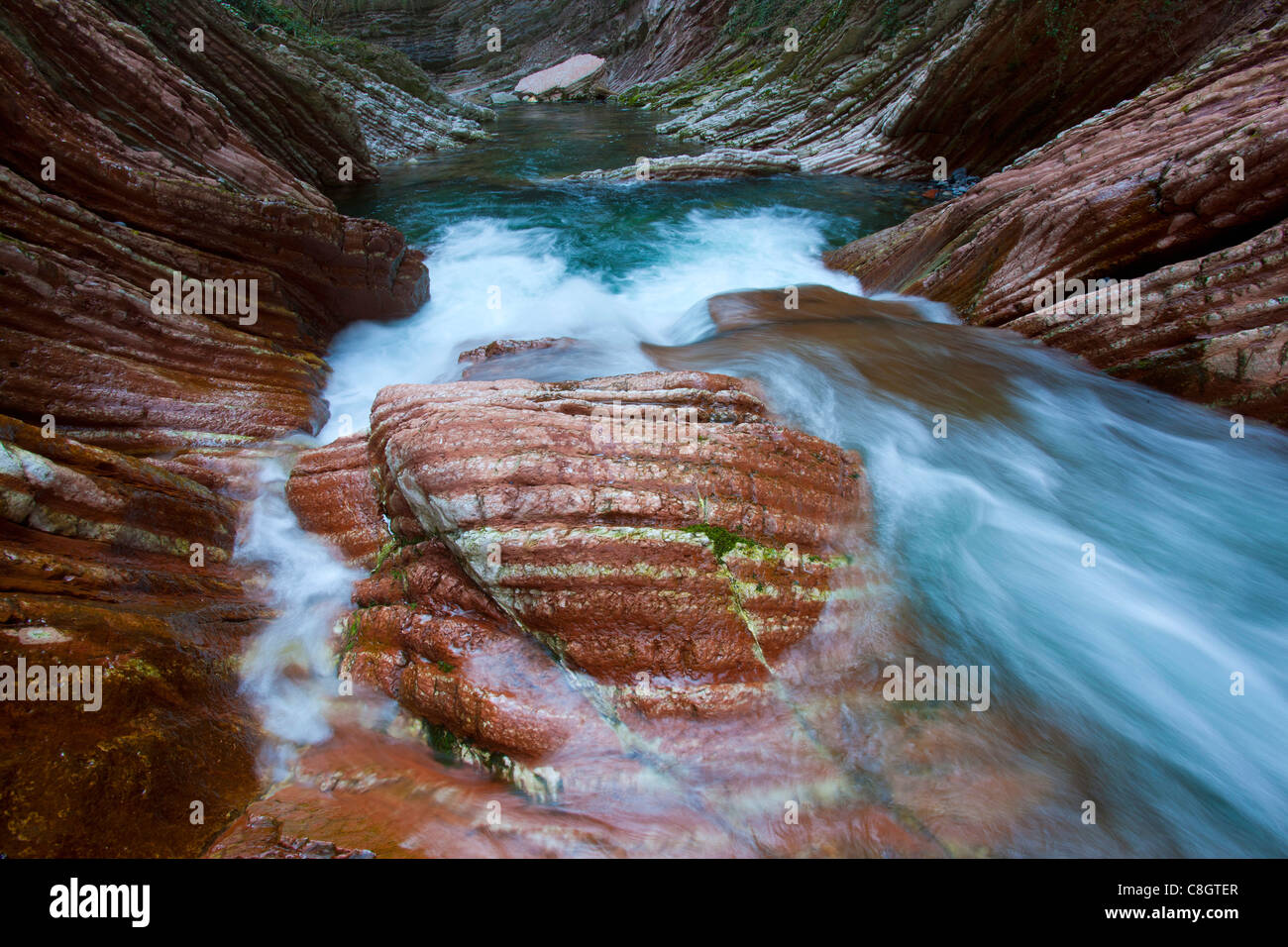 Gole della Breggia, Suisse, Europe, canton du Tessin, Gulch, Brook, rock, falaise, colorés, rock, de l'eau, l'alimentation, de l'érosion, geolog Banque D'Images