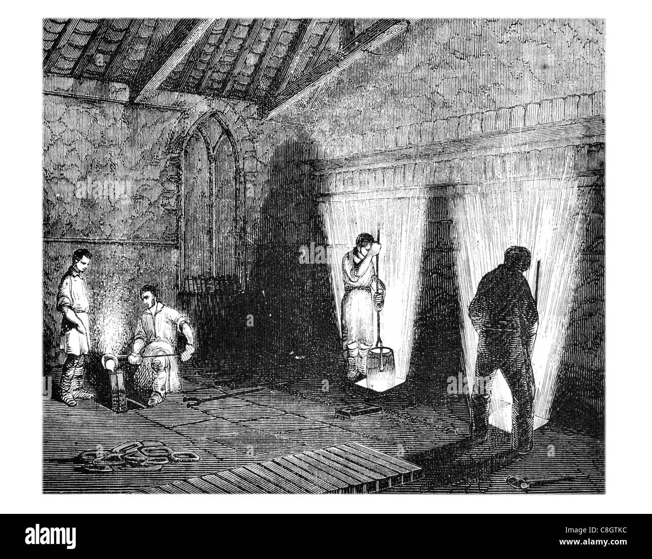 Les fours en acier moulé moule &c. crucible lingots parure forges forge fer forgé atelier des creusets de falsification malveillante de came Banque D'Images