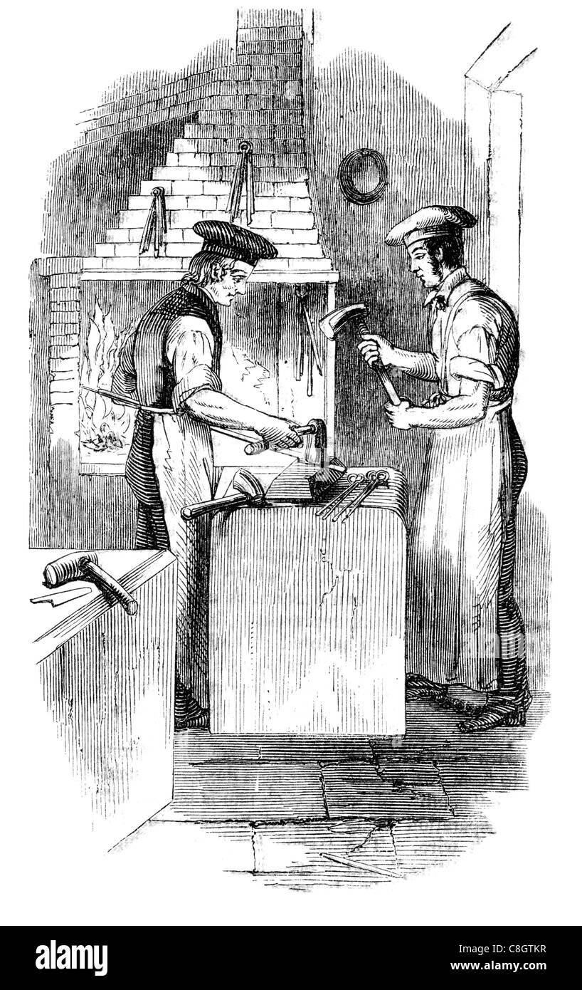 Forger l'outil à lame lames de rasoir de rasage rasoir rasage corps cheveux jetables rasoirs chirurgiens Chirurgie trempe four de forge Banque D'Images