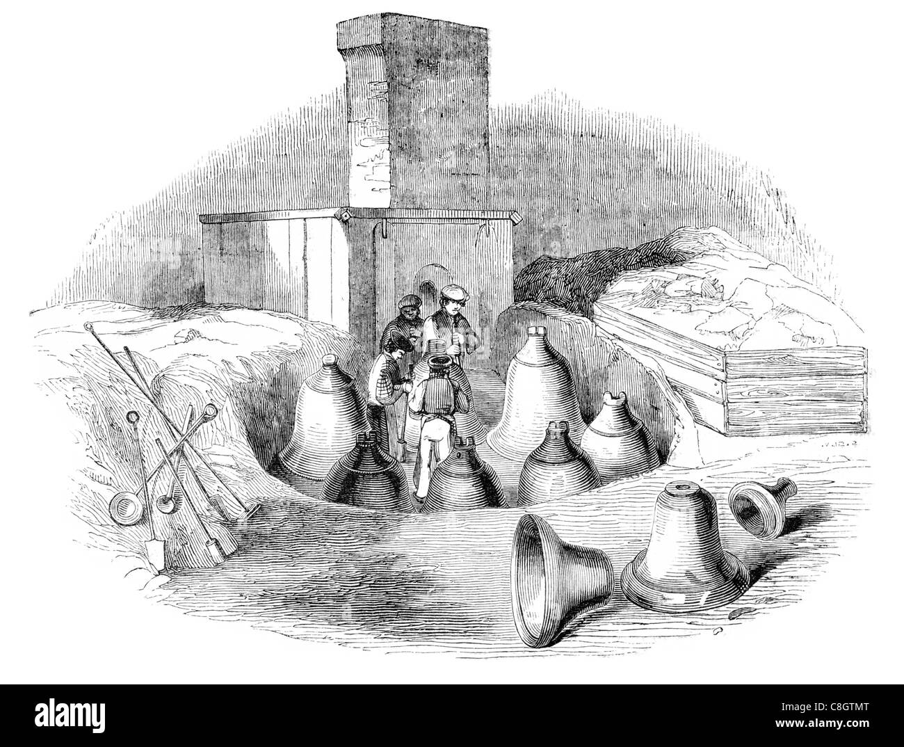 Fosse de coulée de la fonderie fonderie de cloches bell Bellfounding horloge bellfounder bellmaker église artisanat four cast Banque D'Images