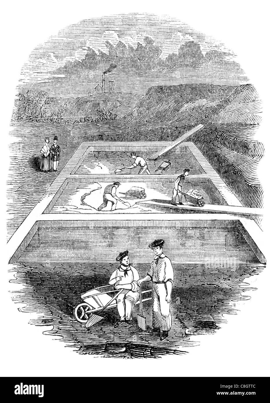 Le trempage fosse fosses aluminium aluminium argent blanc élément chimique bore Al alliage bauxite minéral tva pelle pelle Banque D'Images