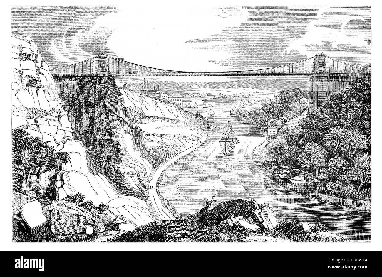 Pont suspendu de Clifton Bristol Avon Gorge Leigh Woods North Somerset Angleterre Isambard Kingdom Brunel classé monument Banque D'Images