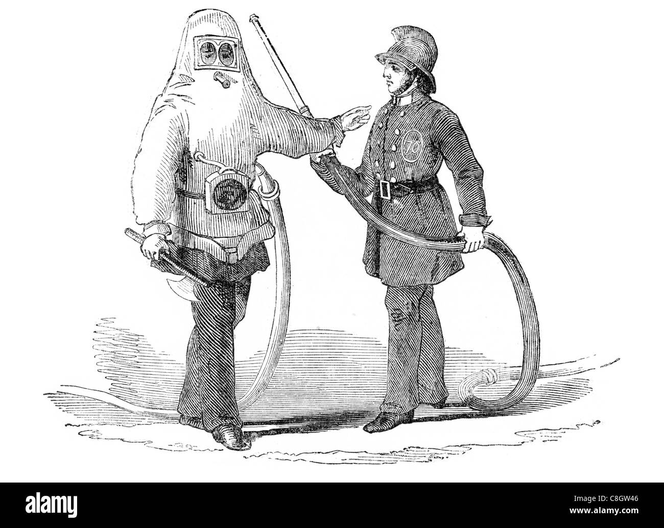 Robe dress costume Pompiers Pompiers Pompiers sauvetage protection ignifuge pompier pompier héros arrosage Banque D'Images