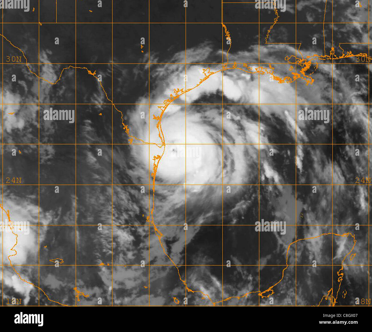 L'ouragan Dolly à environ 4:45 am Est. Dolly est un ouragan de catégorie 1 Banque D'Images