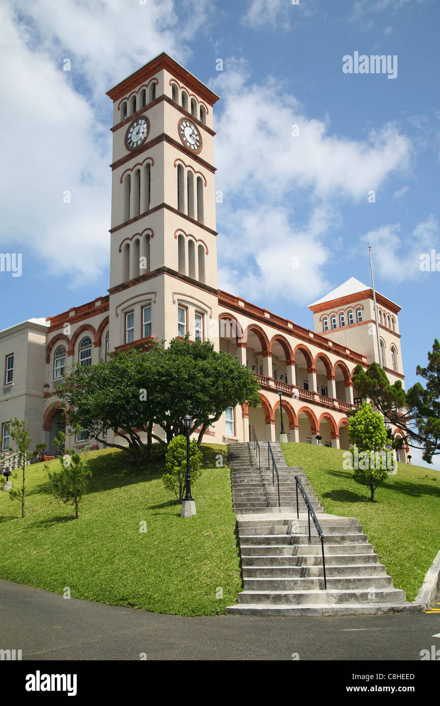 Vue de la Chambre des séances à Hamilton, aux Bermudes. Banque D'Images