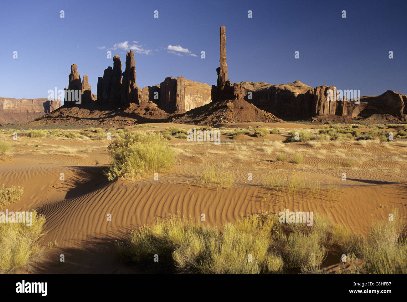 Totem, paysage, Monument, vallée, Navaho, Tribal Park, Utah, Arizona, USA, United States, Amérique, Banque D'Images