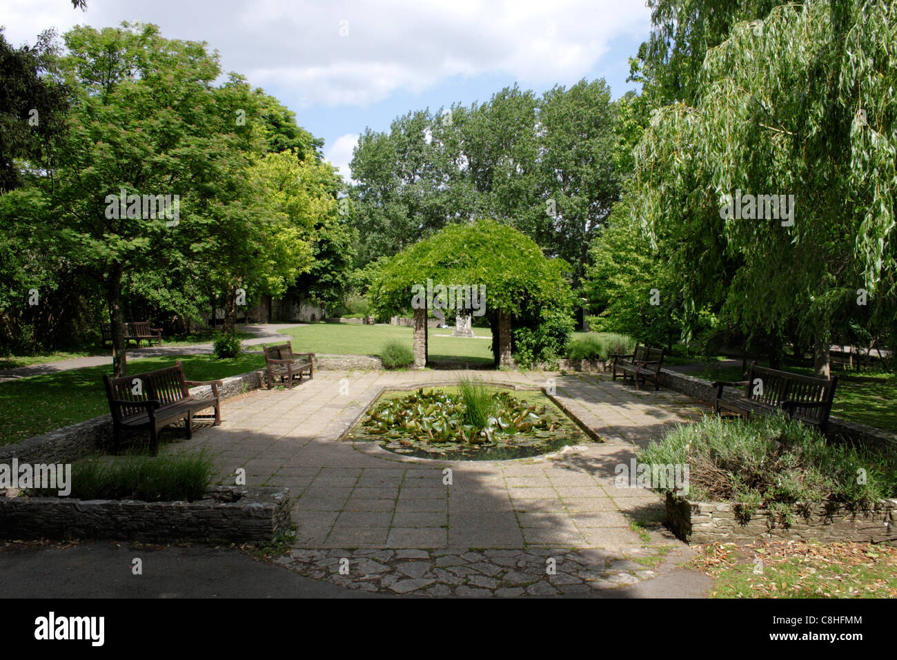 Jardins du prieuré Christchurch Dorset Banque D'Images