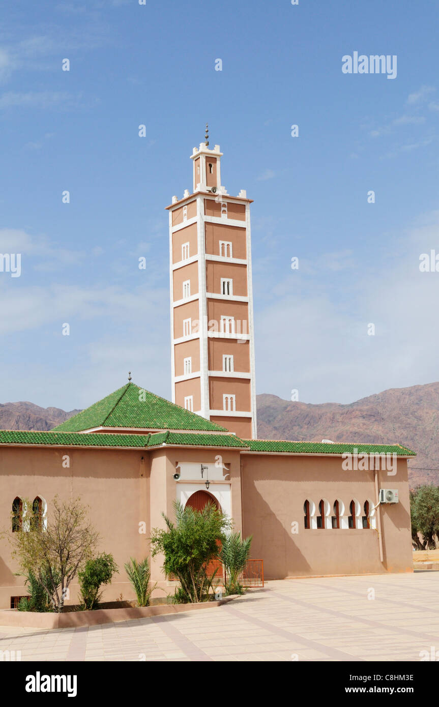 La nouvelle mosquée, Tafraoute, Région de l'Anti Atlas, Maroc Banque D'Images