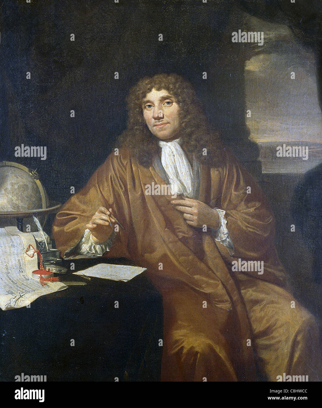 ANTOINE van Leeuwenhoek (1632-1723) scientifique hollandais et microbiologiste peint par Jan Verkolje sur 1680 Banque D'Images