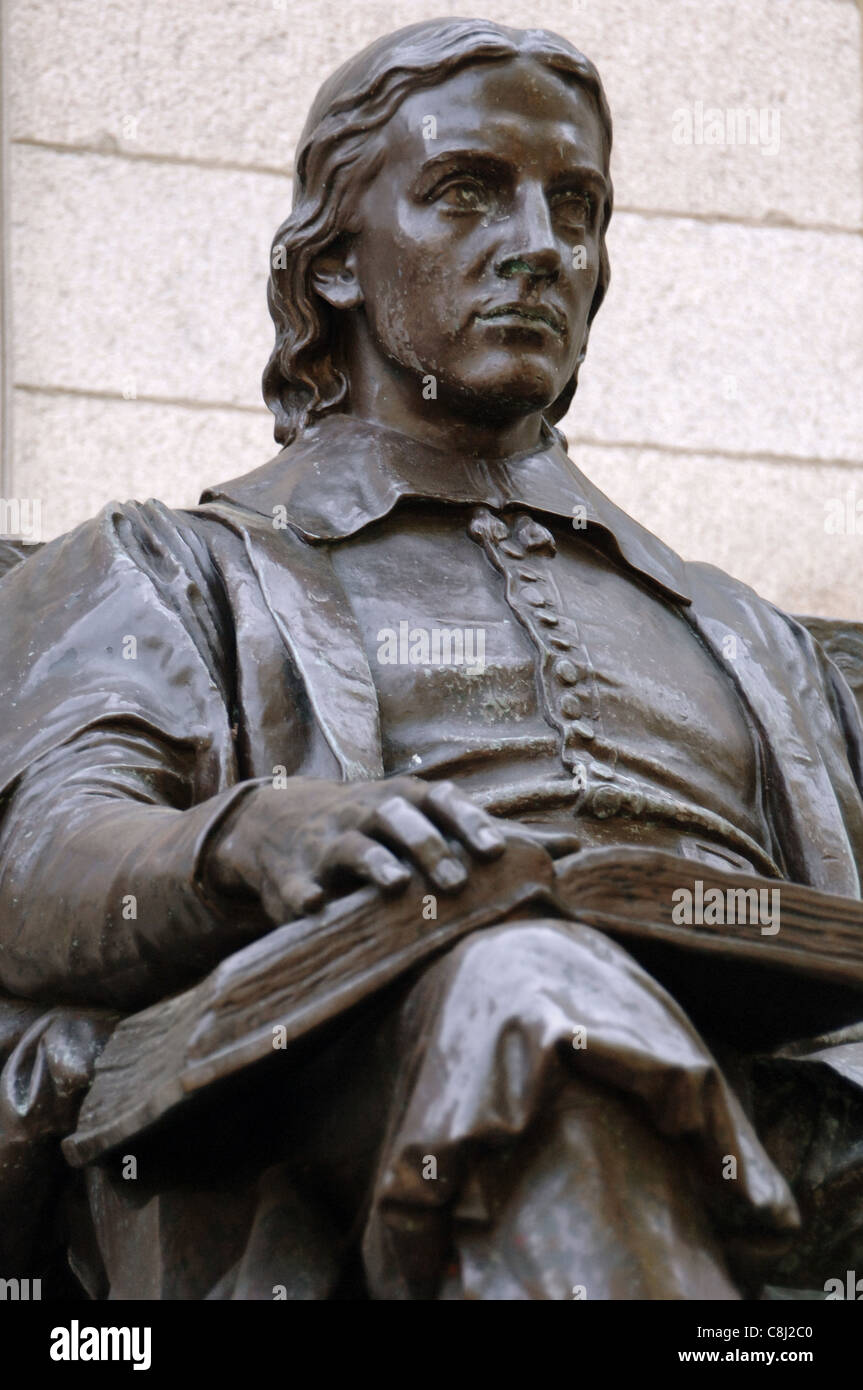 John Harvard (1607-1638). Pasteur anglais. Statue. Université de Harvard. Autour de Boston. Le Massachusetts. United States. Banque D'Images