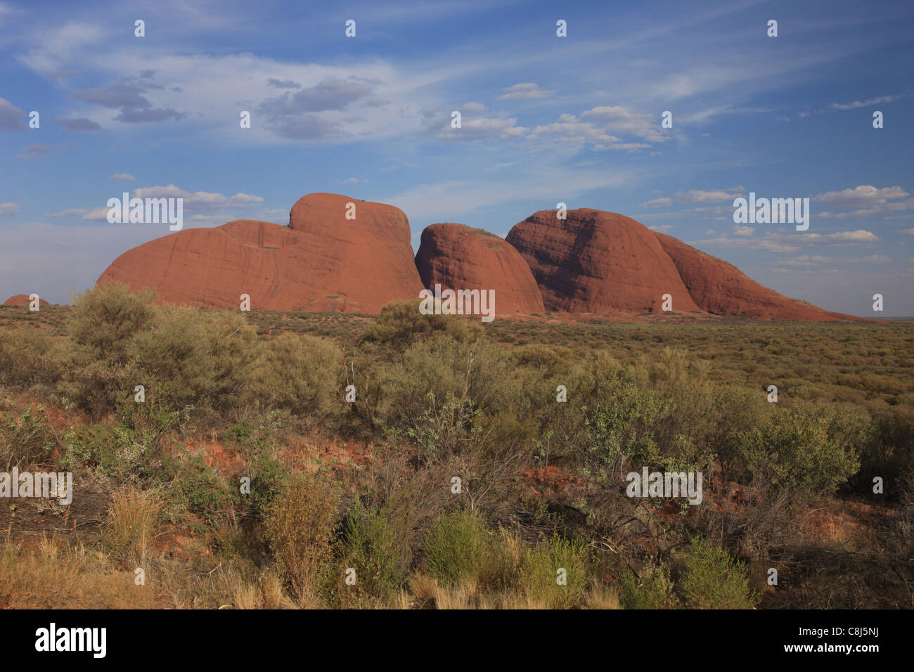 Olgas, Kata Tjuta, l'Australie, le Centre de l'Australie, Centre Rouge, vers le bas, dans le parc national d'Uluru-Kata Tjuta, Ernest Giles, d'Anangu, Banque D'Images