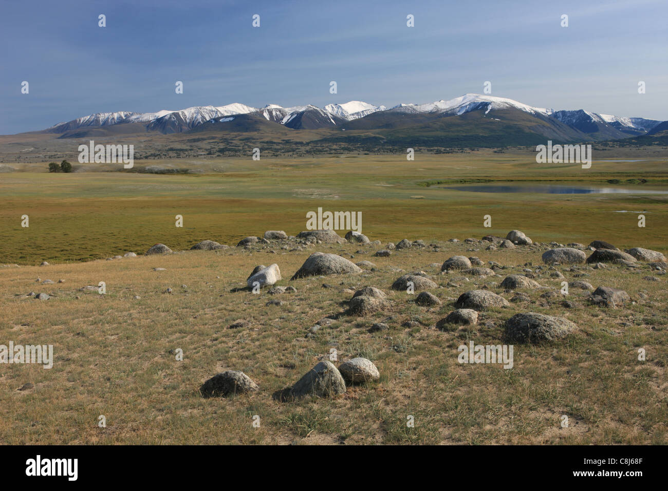 Le Parc National de l'Altaï Tavan Bogd, Hurgan Nuur, Bayan Ölgii, Mongolie, Altaï mongol, montagnes, Mountain-Valley, à l'ouest de la Mongolie, Banque D'Images