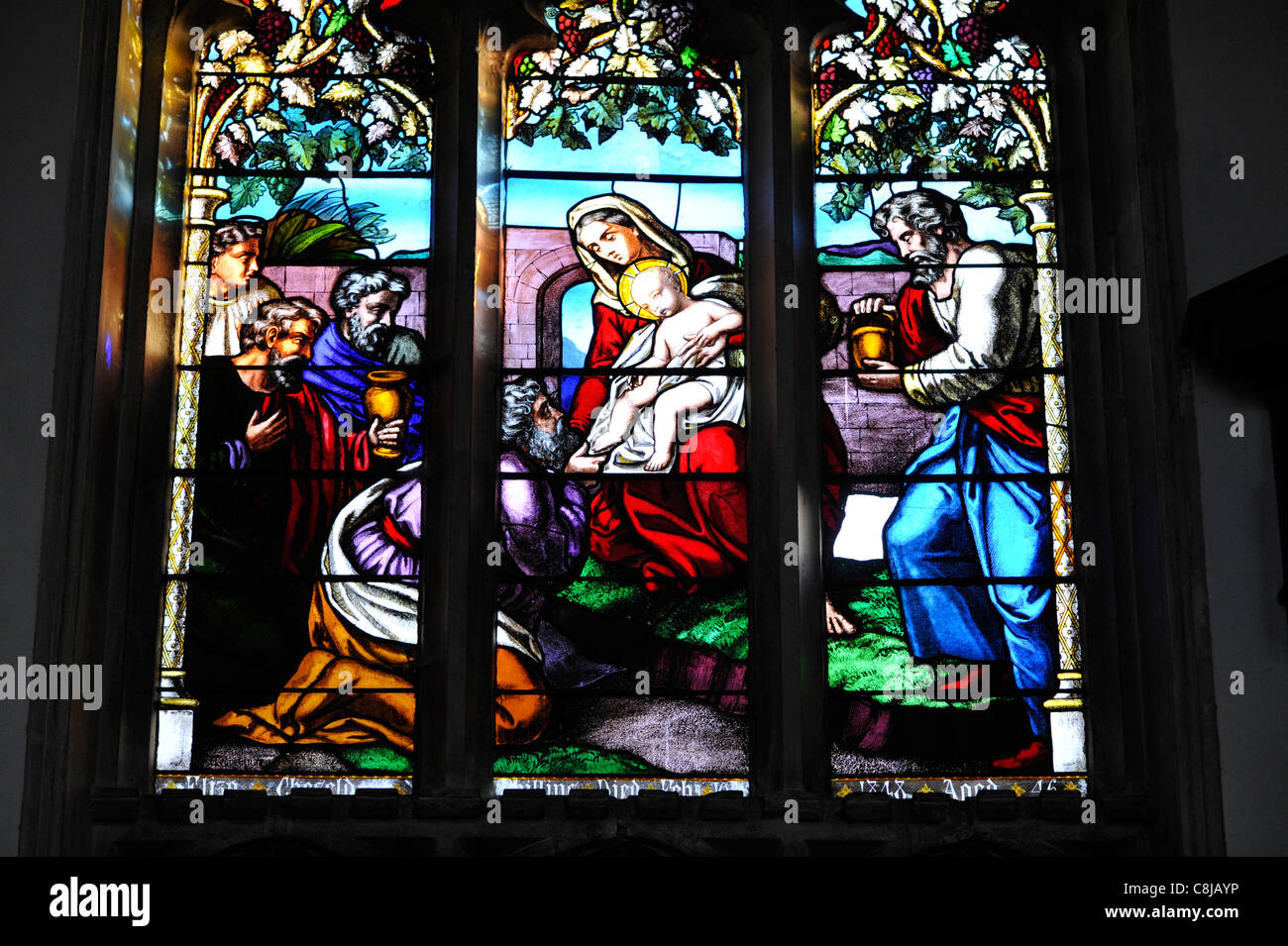 Vitraux à l'église St Martin, Stamford, Angleterre. Banque D'Images