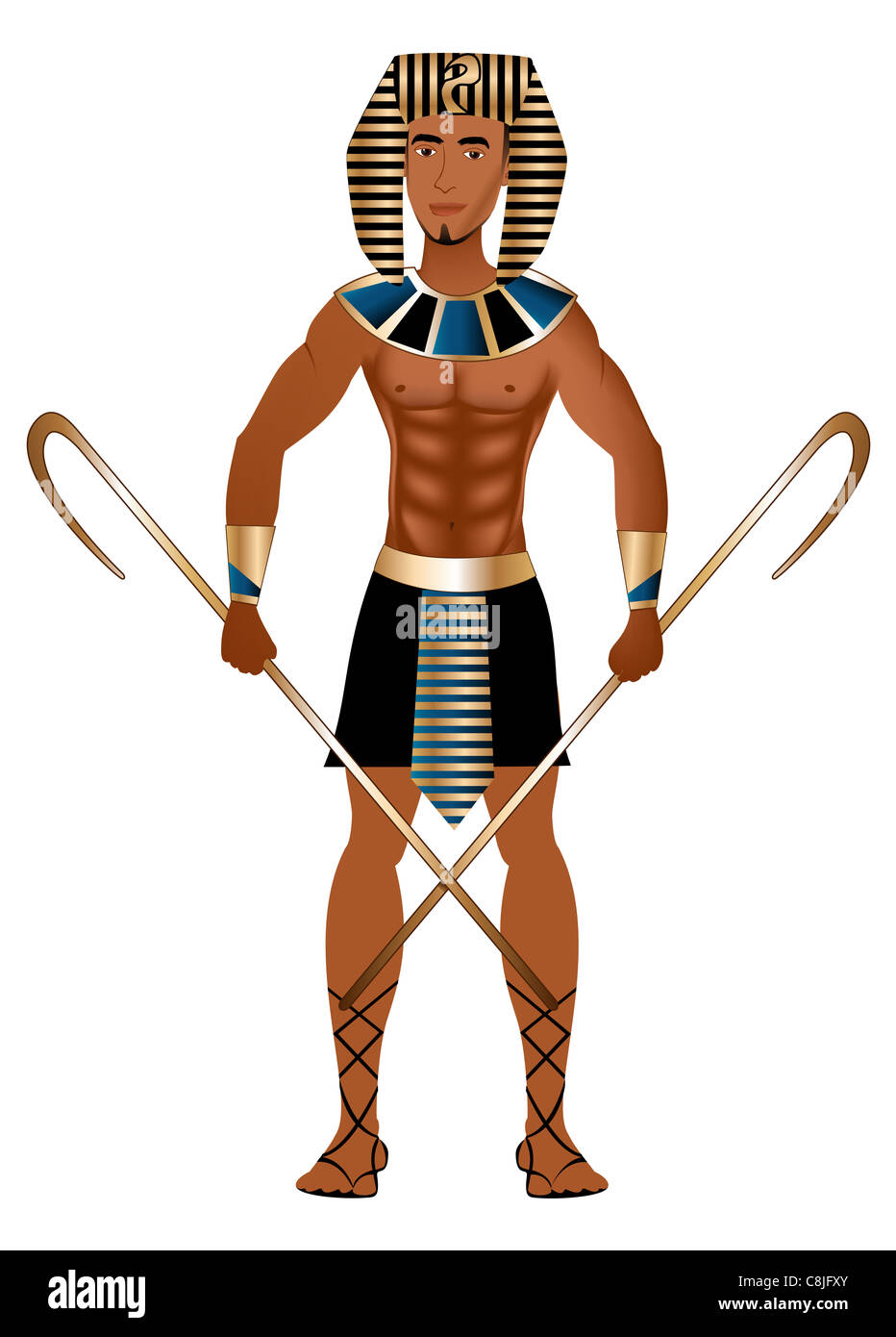 Vector Illustration d'un homme habillé en costume Halloween Carnaval égyptien. Banque D'Images