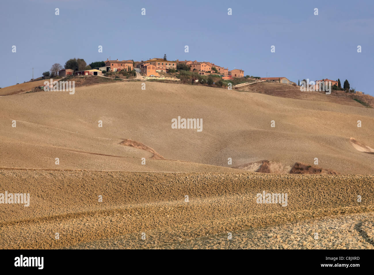 La campagne typique de Toscane en Val d'Orcia Banque D'Images