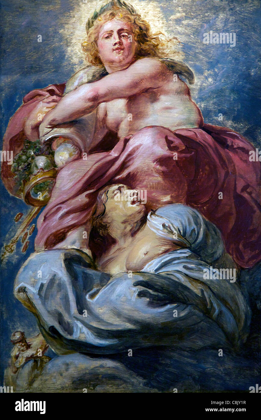 La générosité de Jacques I triomphant de l'avarice, de Peter Paul Rubens, 1632-33 Courtauld, galeries, Somerset House, Londres, Royaume-Uni Banque D'Images