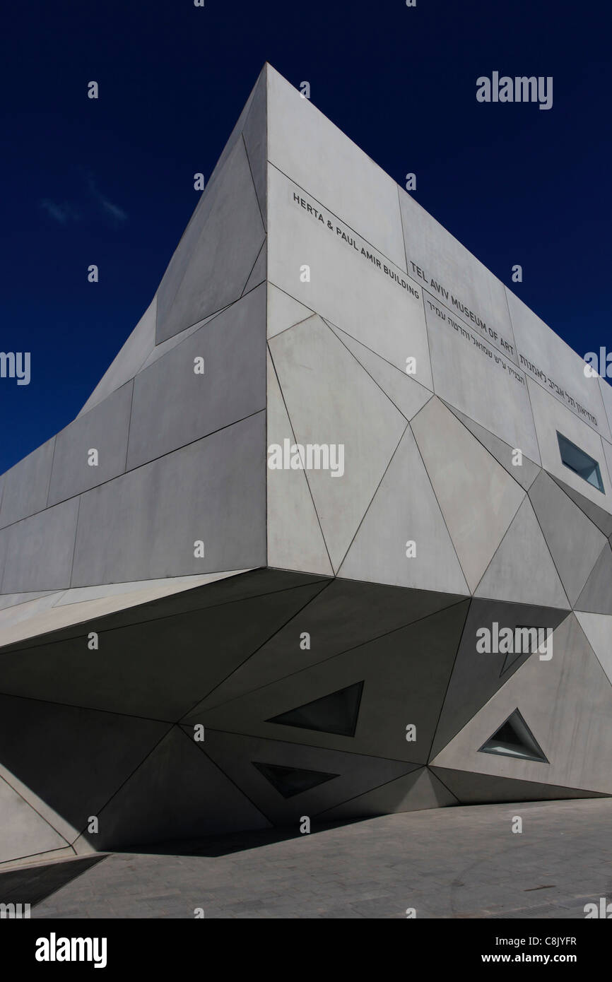 Extérieur de la Herta et Paul Amir Wing Construction du Tel Aviv Museum of Art conçu par la Harvard's Preston Scott Cohen, Israël Banque D'Images