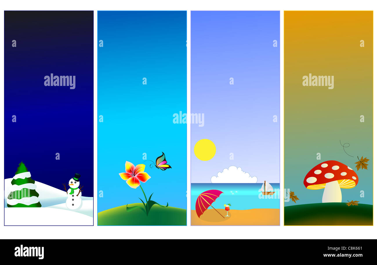 Bannières verticales - 4 saisons Banque D'Images