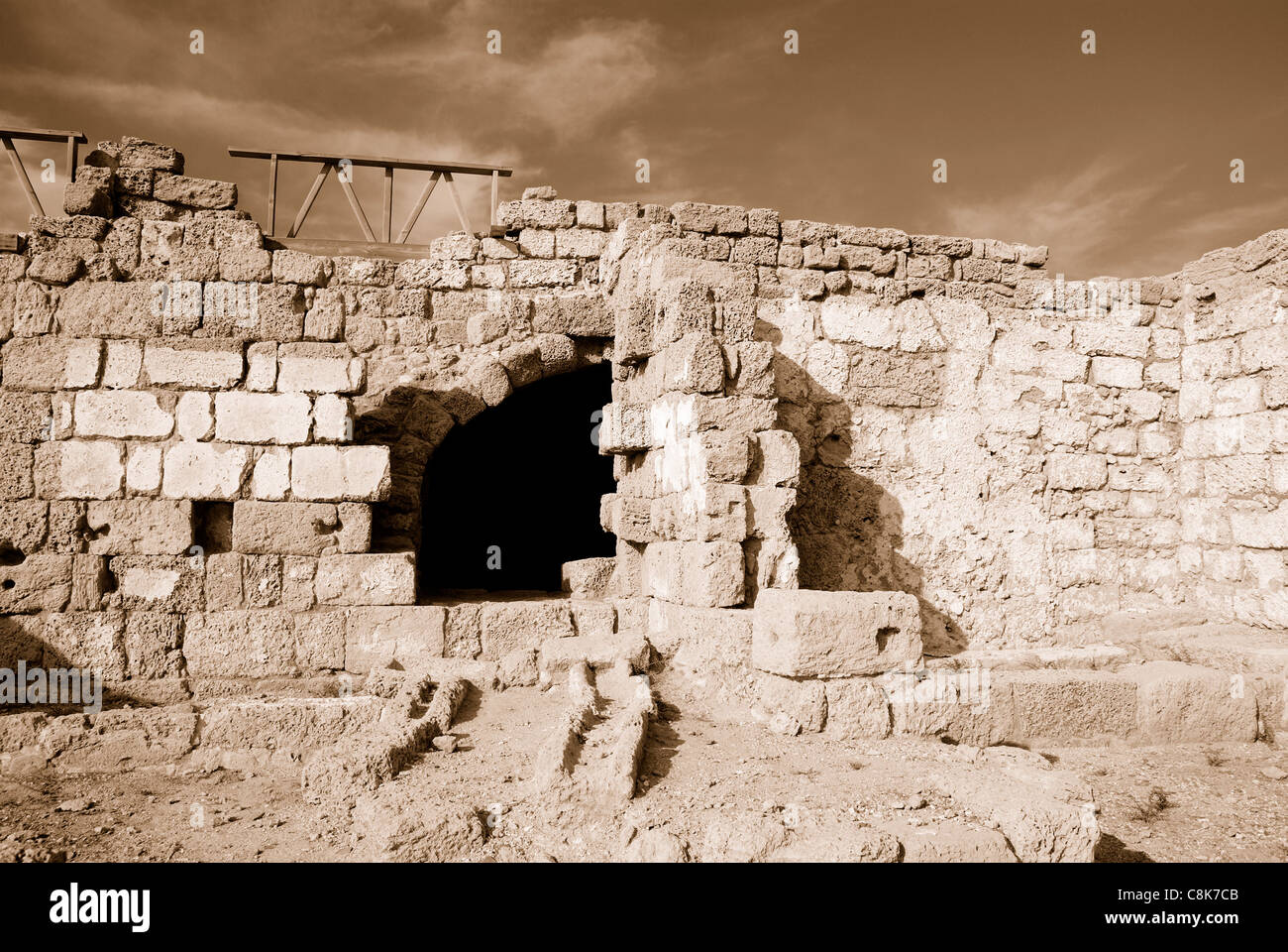 Ruines d'une ancienne ville, Caesaria - une résidence de Ponce Pilate, le procurateur romain de Judée Banque D'Images