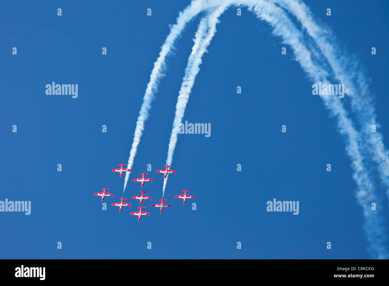 Canadian Air Force 'Snowbirds' exécuter leurs tuteurs CT-114 de l'air à montrer lors de la Fleet Week à San Francisco California USA Banque D'Images