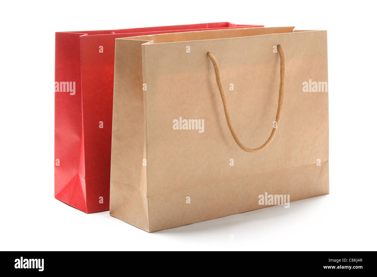 Les sacs en papier isolé sur blanc. Banque D'Images