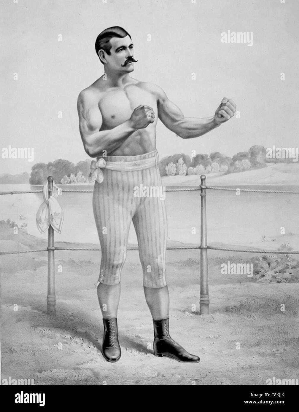 John L. Sullivan, pugiliste champion du monde, champion de boxe circa 1883 Banque D'Images