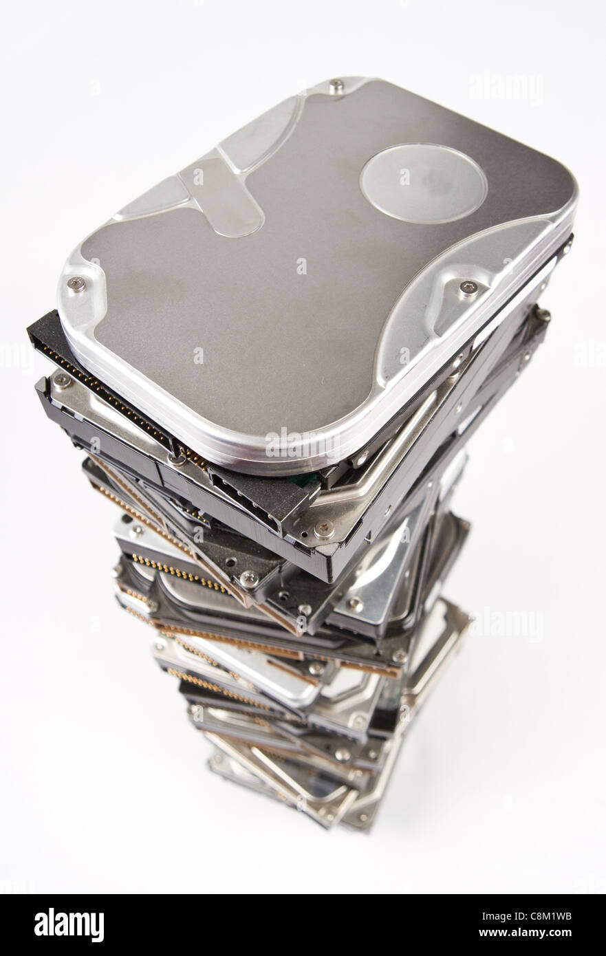 Pile de disques durs avec copie espace sur le dessus Banque D'Images