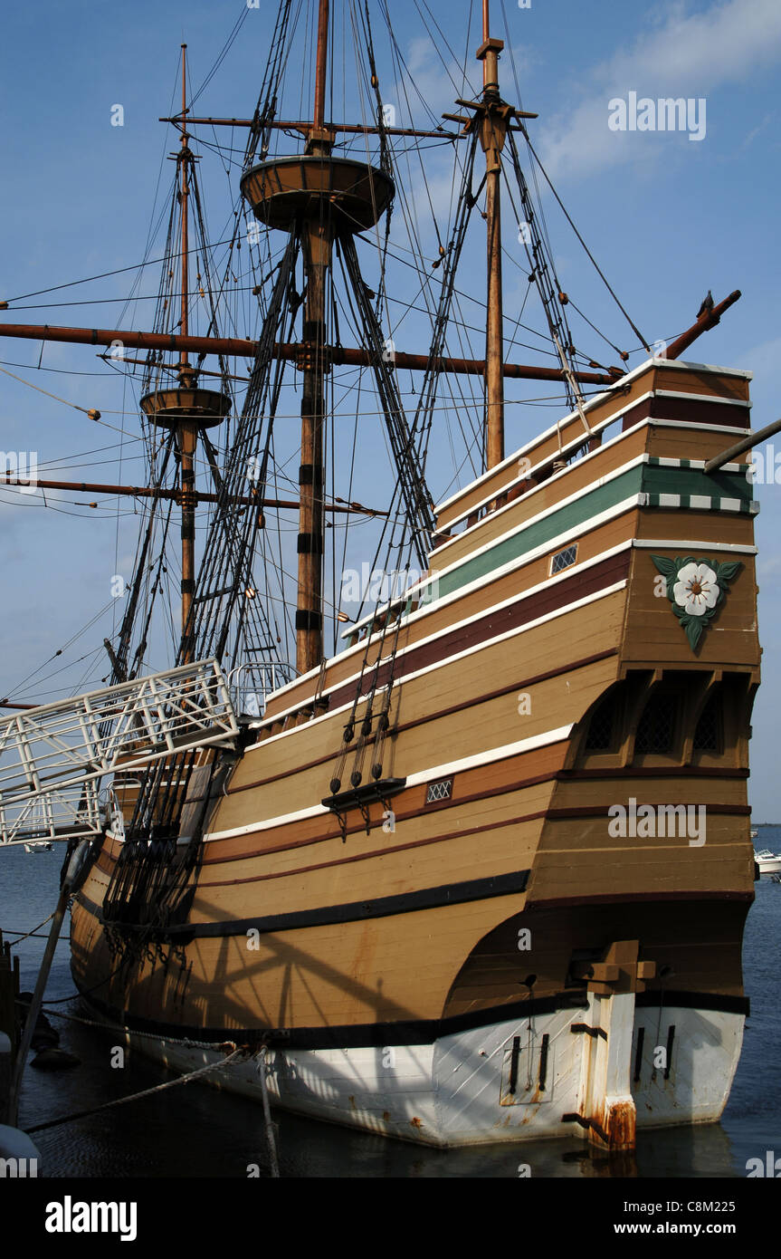 Mayflower II à quai de l'État. Plymouth. Le Massachusetts. United States. Banque D'Images