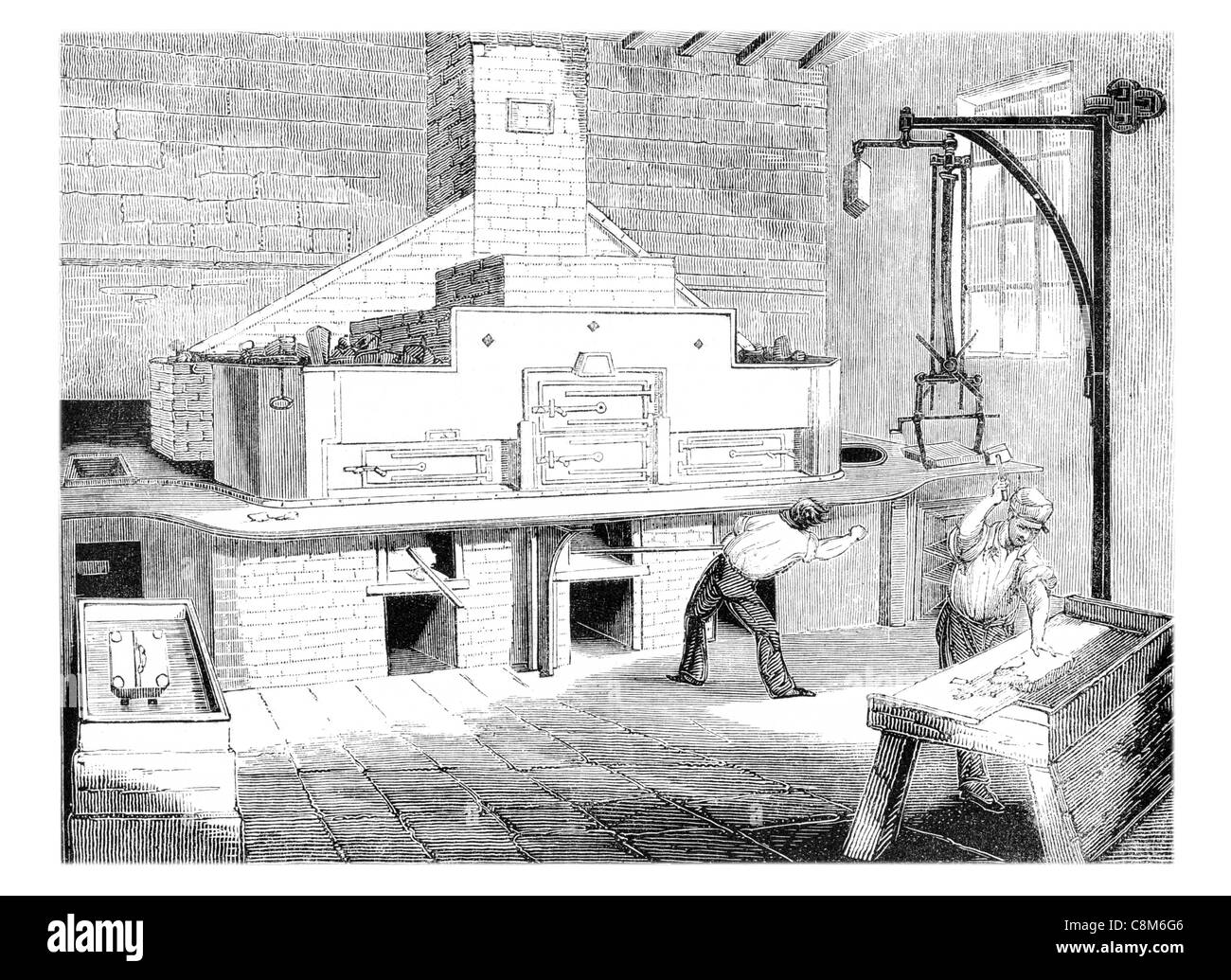 Fonderie reproductions en métal usine stéréotype couler les métaux déposés de la police du texte type de caractères Banque D'Images