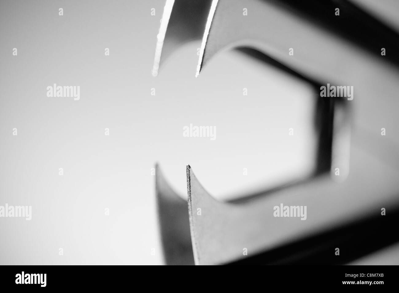 Close-up de la dents pointues d'un arrache-agrafes. Banque D'Images