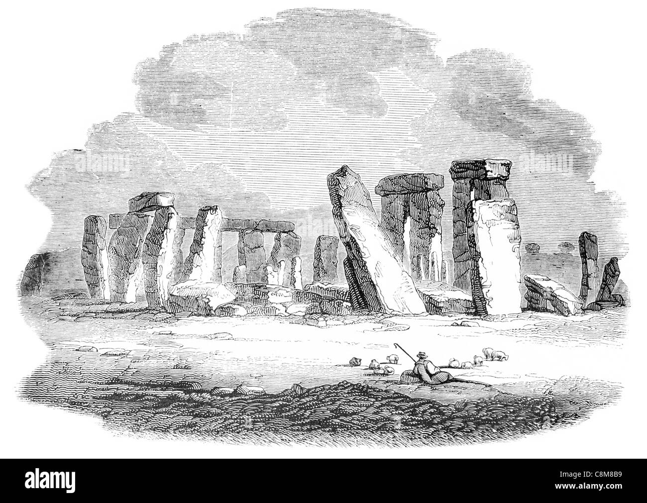 Temple Druidical monument préhistorique de Stonehenge Wiltshire terrassements complexes les plus denses de l'âge du Bronze l'inhumation monuments néolithiques Banque D'Images